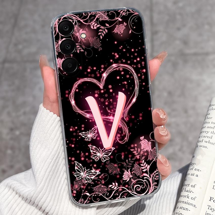 

Для Samsung A17 A16 A15 A14 A13 A12 M16 M14 M13 M12 M10 Чехол для телефона из прозрачного ТПУ с красивой бабочкой и буквой, защита объектива, противоскользящий чехол для Samsung Samsung A17 5G