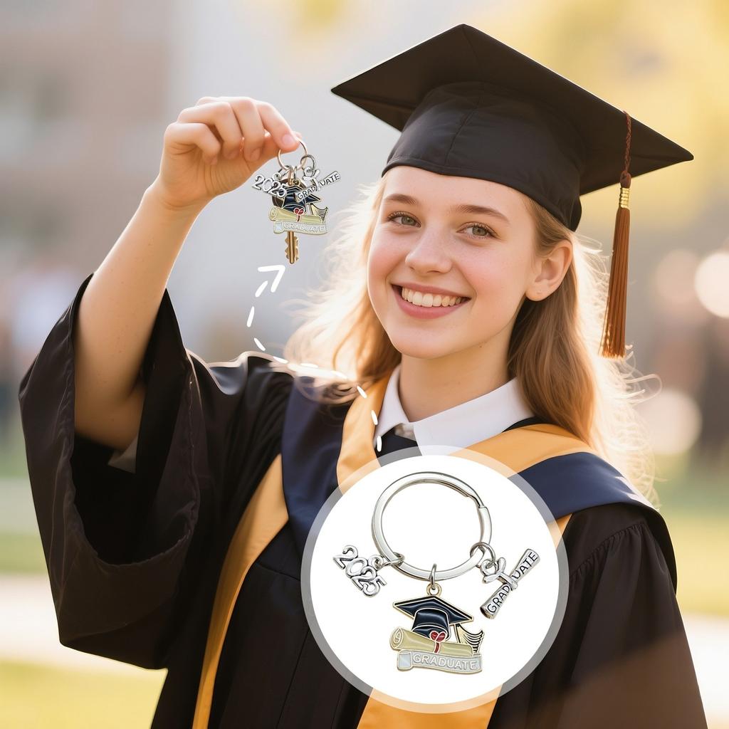 2025 Bachelor's Hat Book Keychain Graduation Gift Key Ring Pendant