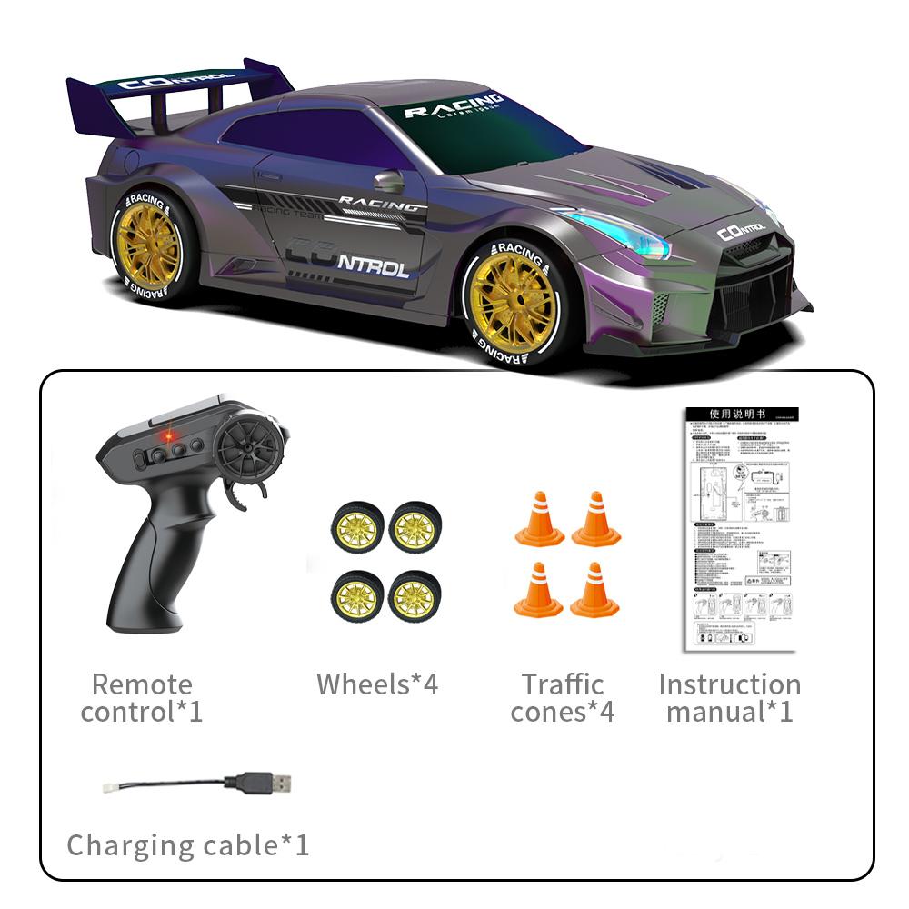 

2.4G RC Drift Car Green/Purple, 1:16 Scale, LED Lights, High-Speed Racing Toy for Kids Indoor Outdoor Fun фиолетовый