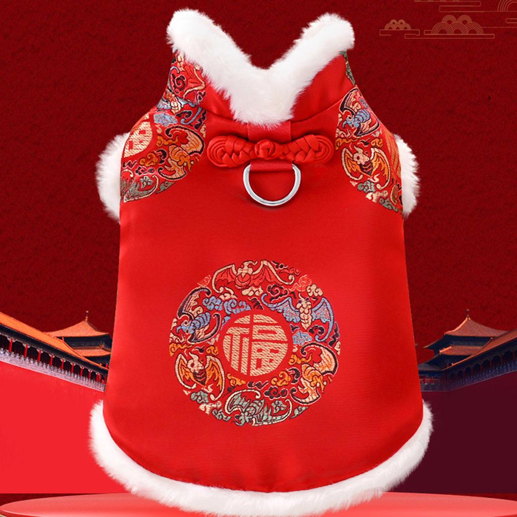 Pet Thickened Cloaks Chinese New Years Dog Clothes Winter Warmth Costume for New Year Celebrations