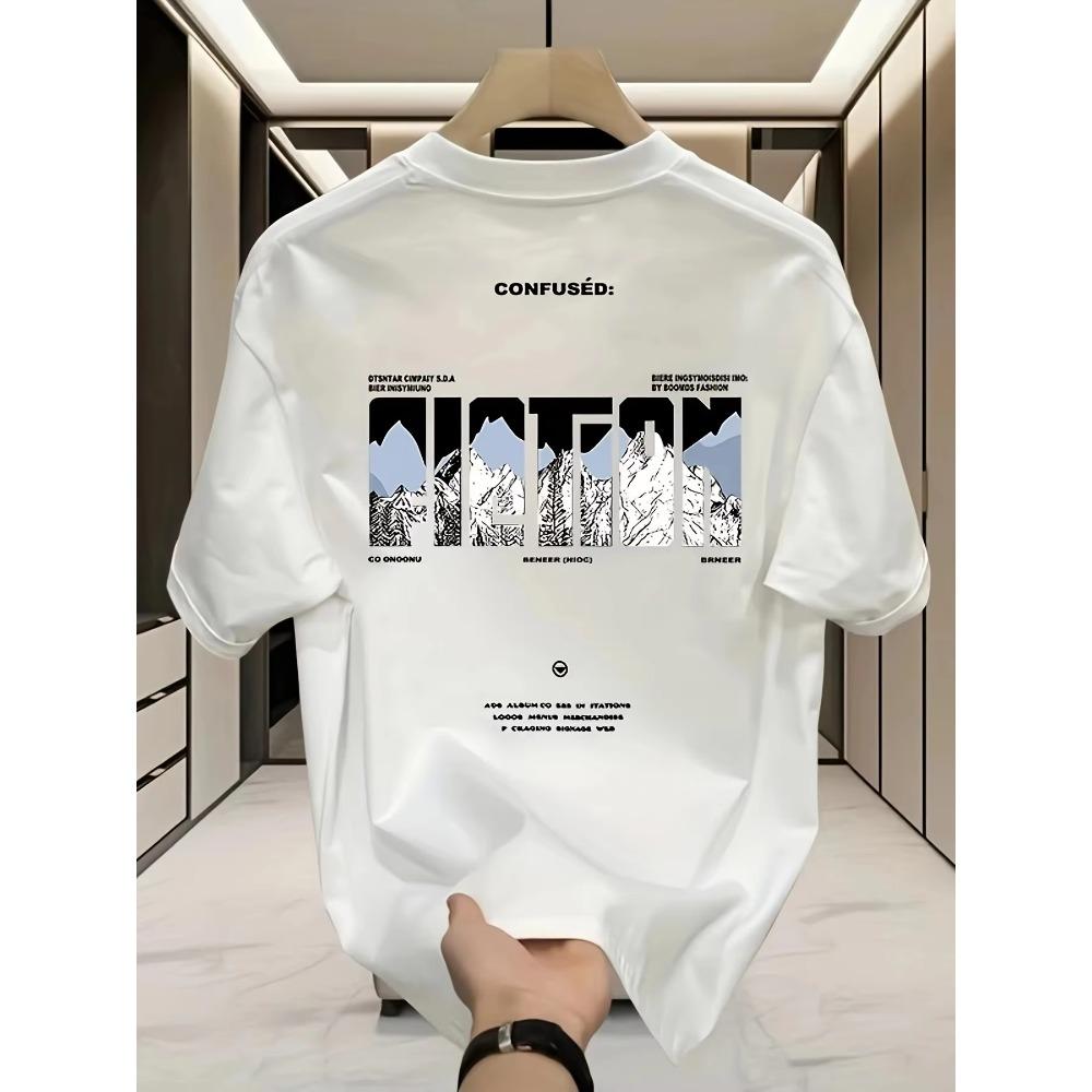 Herren Schwergewicht 100% Baumwolle Grafik T-Shirt, leicht und atmungsaktiv, bequem, Freizeitkleidung, trendig, maschinenwaschbar