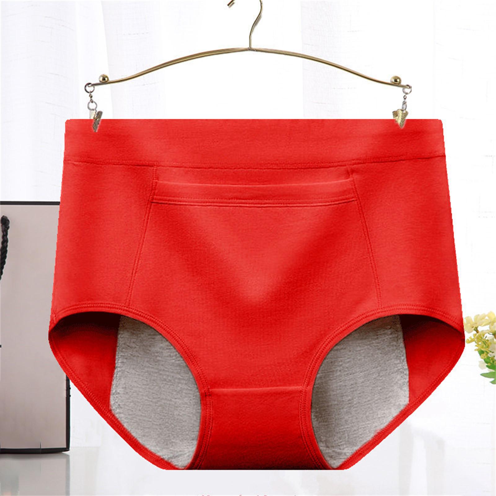

Женские менструальные трусики со средней талией, хлопковые послеродовые женские трусики, полностью закрытые трусики X-Large красный