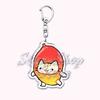 Kawaii Little Cat with Flower Keychains Strawberry Kitten Keyring for Accessories Bag Key Chain Ring Jewelry Fans Friends Gifts
