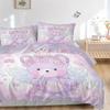 3pcs Purple Bear Pattern Bedding Three-Piece Set (1 Cover + 2 Pillowcases, No Fillings), This Printed Bedding Set Is Soft and Comfortable, S