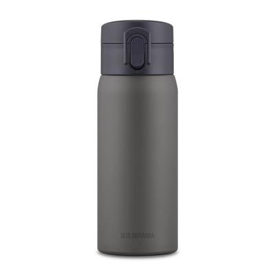 Iris Ohyama Water Bottle One Touch Mug Bottle 350ml Gray Vacuum Insulated Keeps for 6 Keeps Warm Over Cold Below Can Be Opened and Drank with One Hand