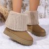 Winter Long Tube Women's Fur Integrated Snow Boots, Short Fur Furry Flat Bottom Tube for Warmth, Snow Cotton Shoes for Warmth