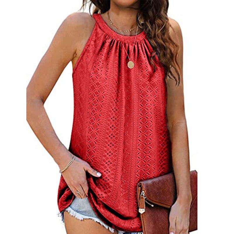 Casual Lose Art Und Weise Plissee Aushöhlen Sommer Weste 2023 Tank Top Frauen Weste Oansatz Ärmellose Tops Kleidung Blusas 25027