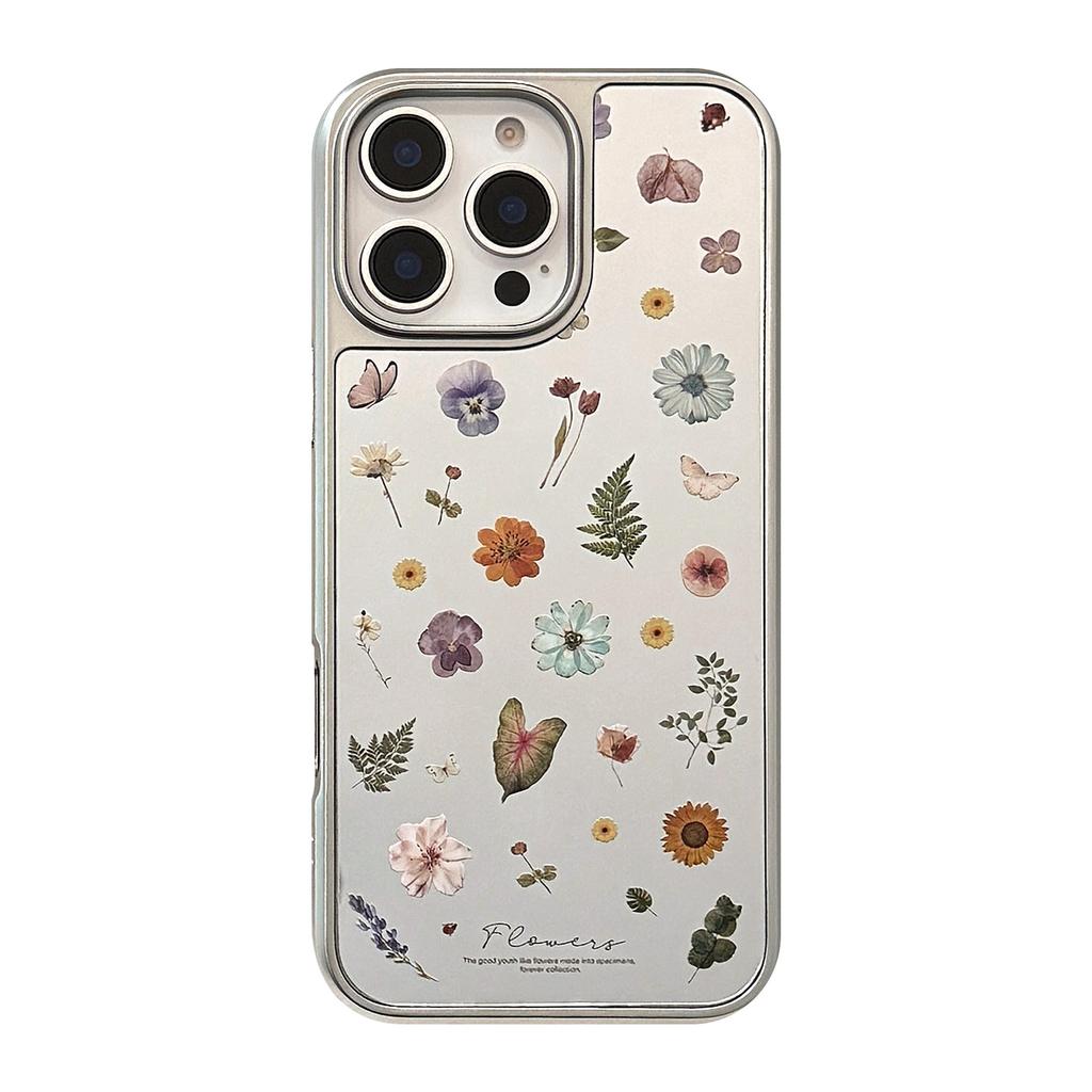 Small Fresh Flowers Suitable for 16 Apple 15promax Mobile Phone Case IPhone 14 Mirror Electroplating Hard Huawei