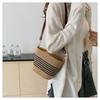 Niche Straw Woven Bag Women's Woven Holiday Messenger Bag Fashion Versatile Bucket Beach Shoulder Tote Zipper Ins