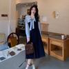 Korean atmosphere, wearing temperament, strap dress, children's early autumn new academic style suit, long dress