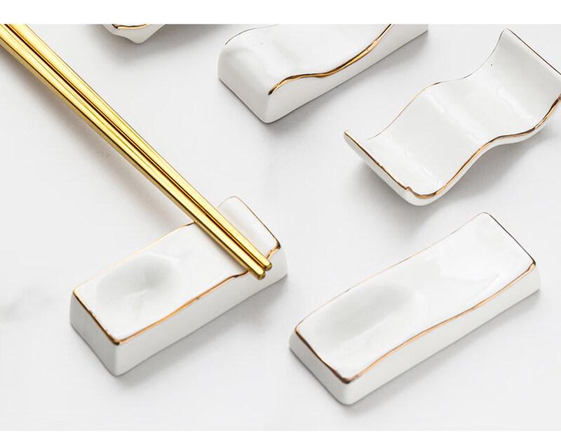 Pure White Ceramic Chopstick Rest