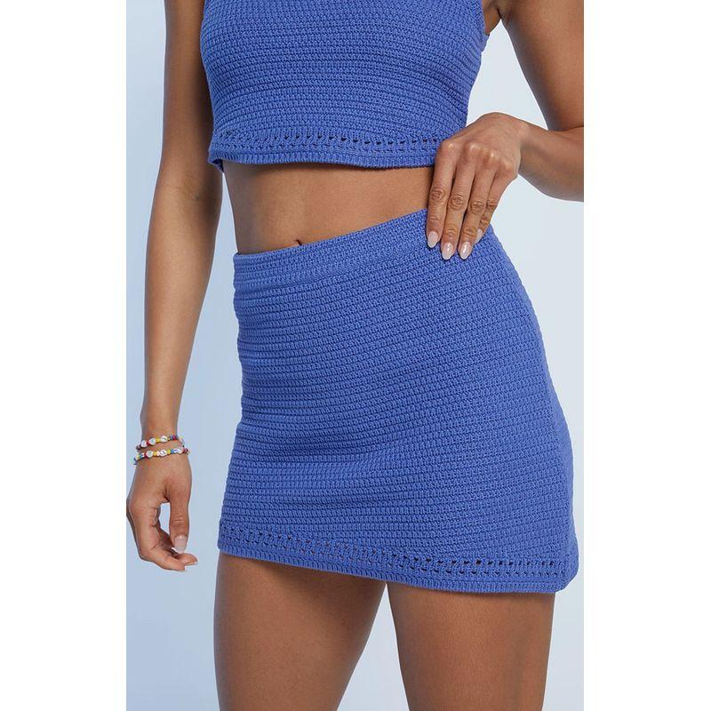 

LA * Heart * S Sweet Plaid Flattering Asymmetrical Hem Knitting Mini Skirt Vest Figure Blue/Single Skirt S