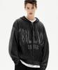 TRILLION Washable Two-Tone Hooded Zip-Up Graphic Knit (Black)