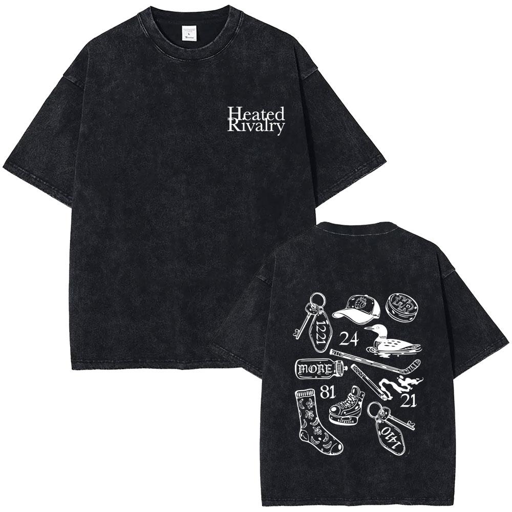 Heated Rivalry Heated All The Time Vintage Washed Tshirt Men Women Fashion Oversized Short Sleeve Tees Male Cotton T Shirt