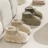 New Fluffy Strap Cotton Shoes Winter Velvet Cotton Slippers Outer Wear Cotton Boots Thick Sole High Heel