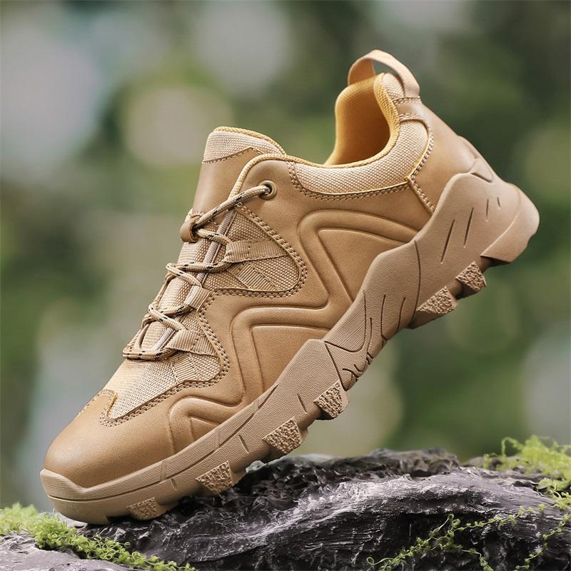 Fashion Brand Outdoor Men Hiking Shoes High-quality Anti Slip Sports Leather Casual Shoes Fashion Thick Soled Comfort Soft Walking Boots