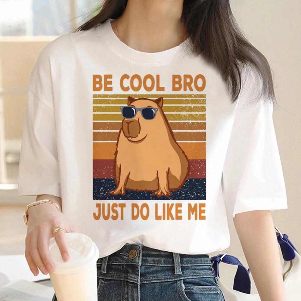 Cute Capybara Clothing T-Shirt Women Vintage Cartoon T Shirt Female Casual Anime Top Tees T Shirt Manga Women Graphic Tee Tops