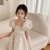 Vestito da Festa a Pois per Bambina Estate Maniche a Bolla Abito da Principessa Eleganza Discreta Stile Coreano Giapponese 2-7 Anni