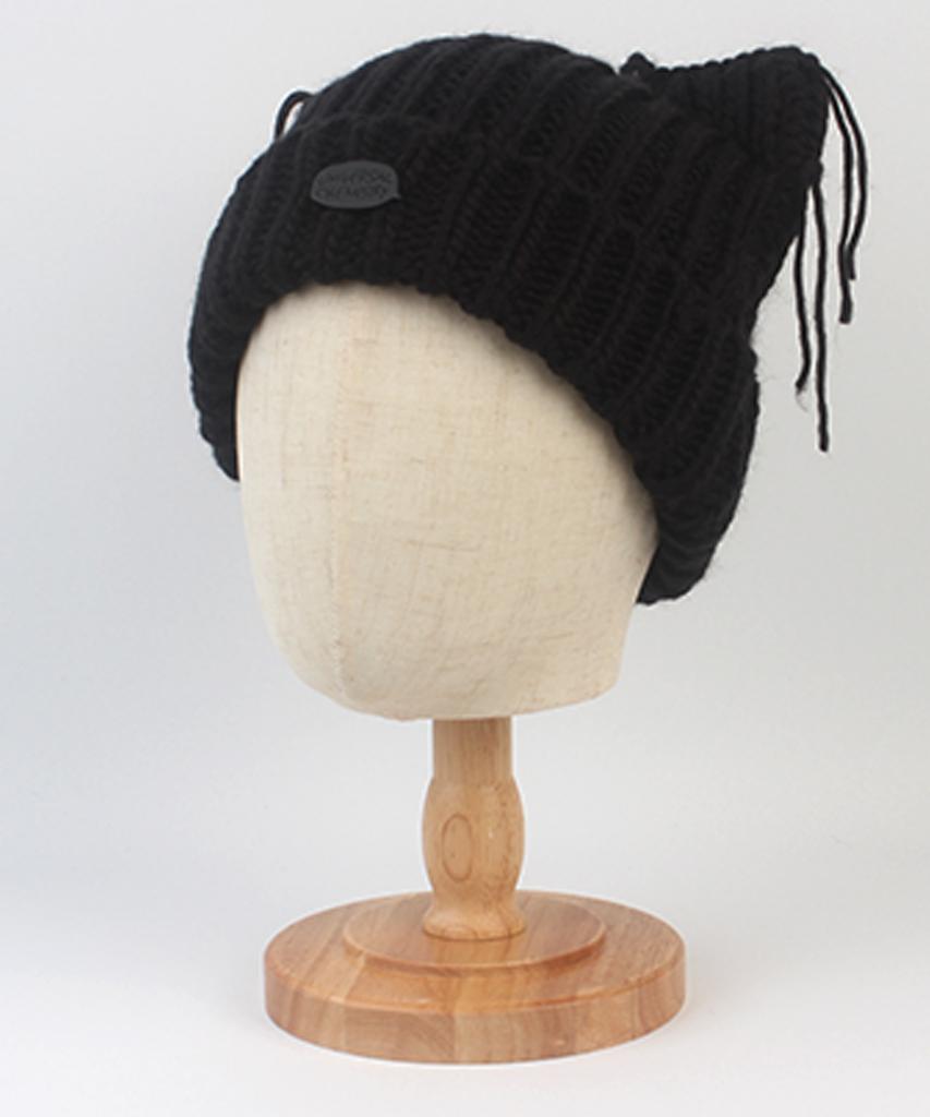 Yunibeosyeolkemiseuteuli Winter Cat Knit Black Beanie Cat Beanie