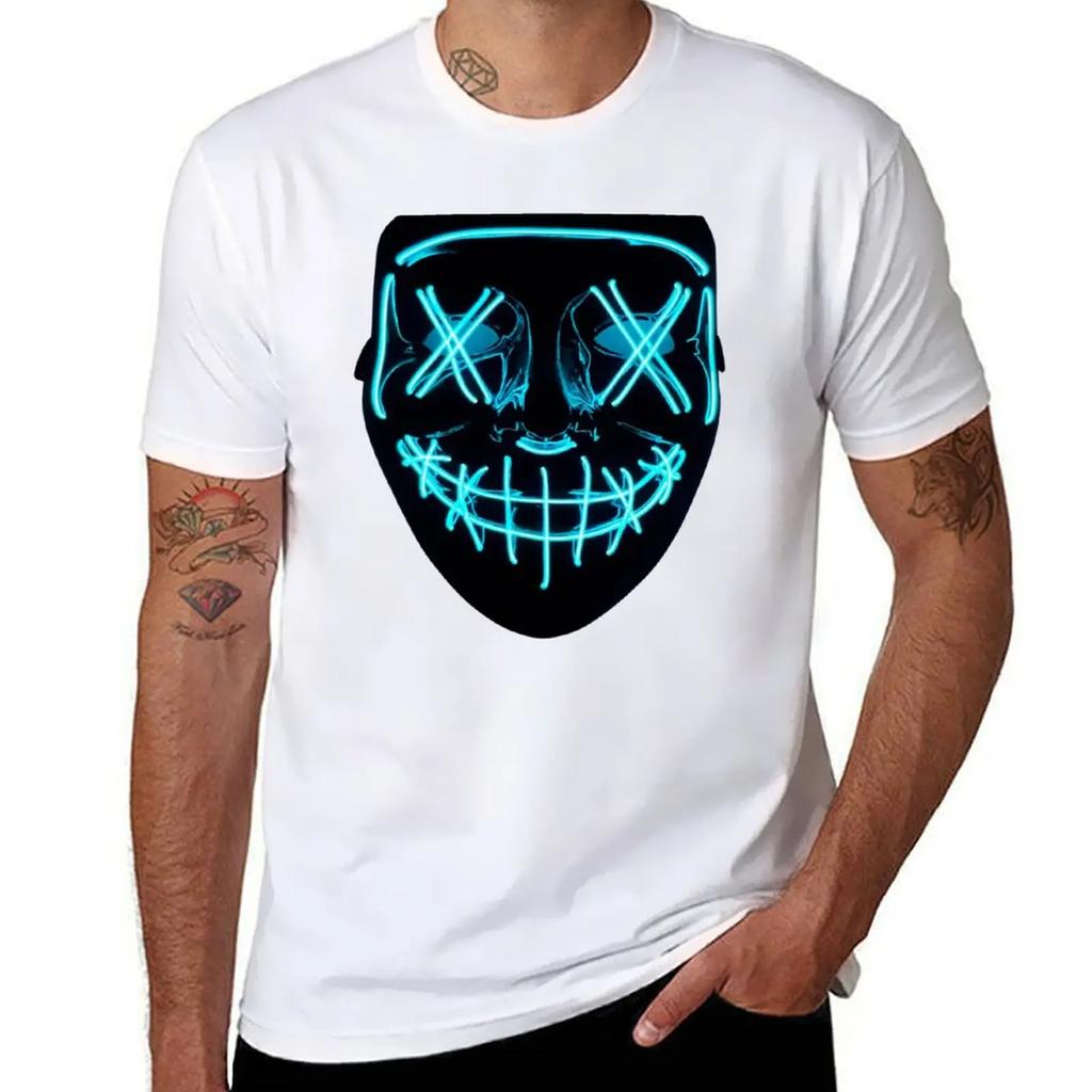 The Purge Mask T-Shirt Street Wear Customizeds Black T Shirts for Men