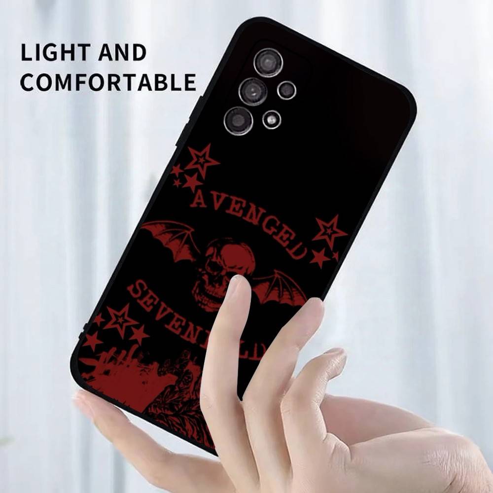 A- Cover per Telefono Avenged Sevenfold Per Samsung S25,S24,S23,S22,S21,S20,S10,Ultra,Plus,Lite,FE,Cover Nera in Morbido Silicone
