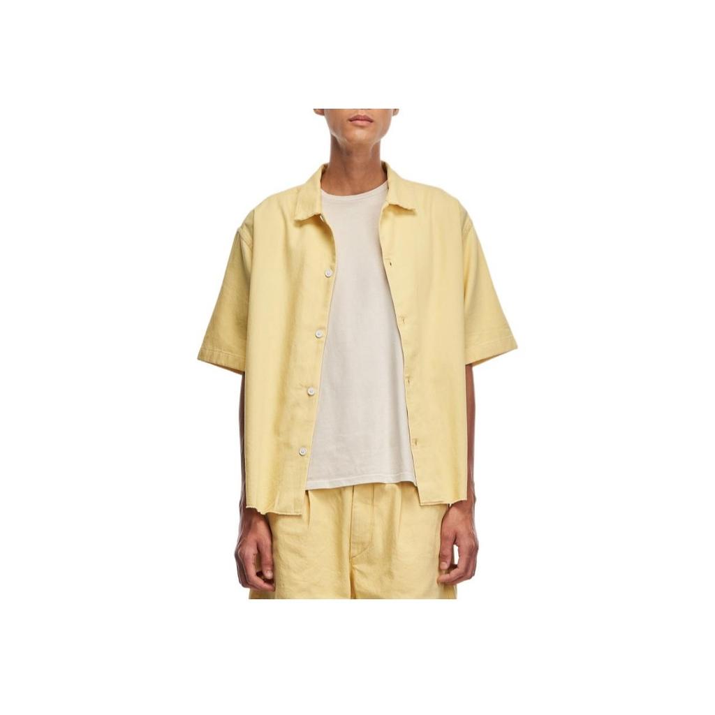 Levis Ss22 Fresh Series Solid Color Casual Denim Short Sleeve Shirt Men shirts Yellow A1921-0006