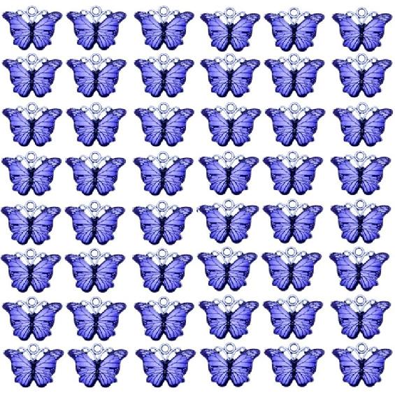 Zhiheng 50 Pack Alloy Butterfly Charms Monarch Butterfly Enamel Pendant Beads for Jewelry Making DIY Earring Necklace Bracelets Accessories Wine