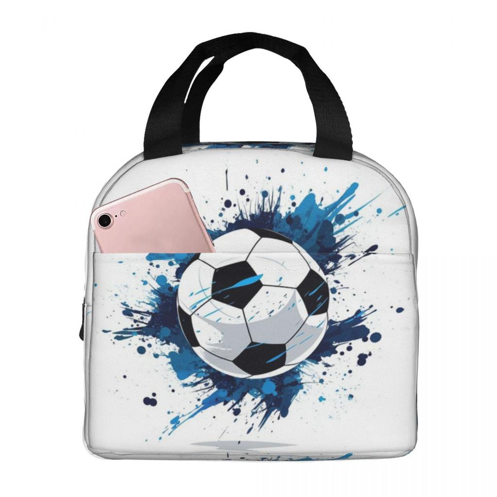 Graffiti Soccer Painting Insulated Lunch Bag for Women Office Cooler Thermal Food Box Tote Portable Lunch Boxes Container