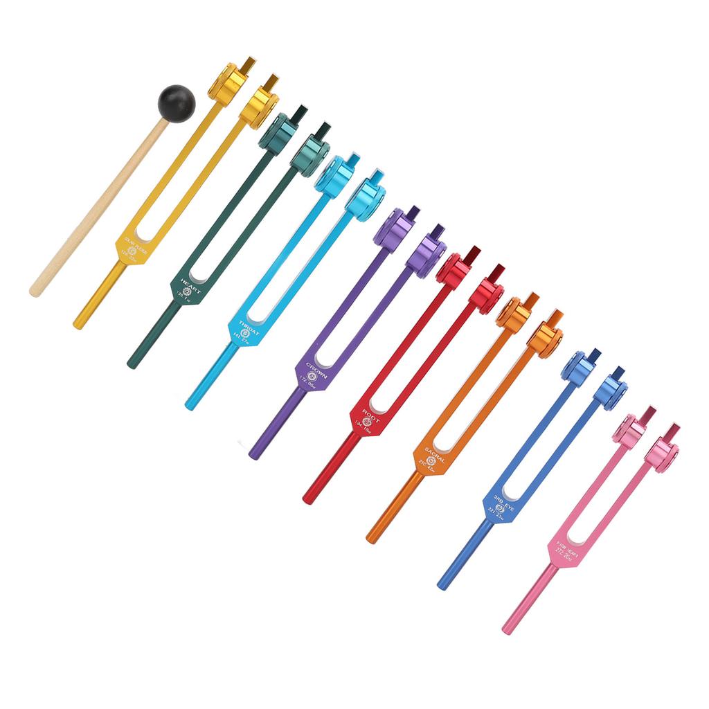 Tuning Forks Set Promote Relaxation Aluminum Alloy Resonant Tuning Virbration Forks with Hammer