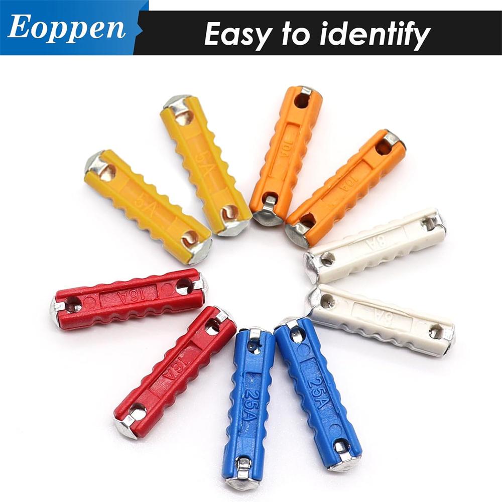 120pcs Torpedo Shaped Fuses Set 5A 8A 10A 16A 20A 25A 30A 40A for Protect Automotive Circuits for Old Style Classic Cars Relays 5