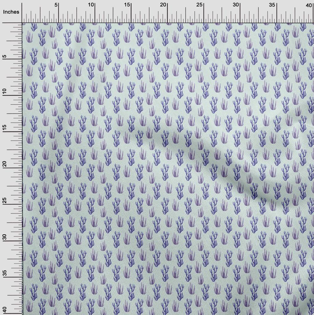 oneOone Cotton Flex Light Blue Fabric Cactus Fabric For Sewing Printed Craft Fabric By The Yard 40 Inch