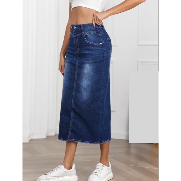 

Plus Size Slim Fit Slit Denim Maxi Dress for Women Medium синій/кобальтовий