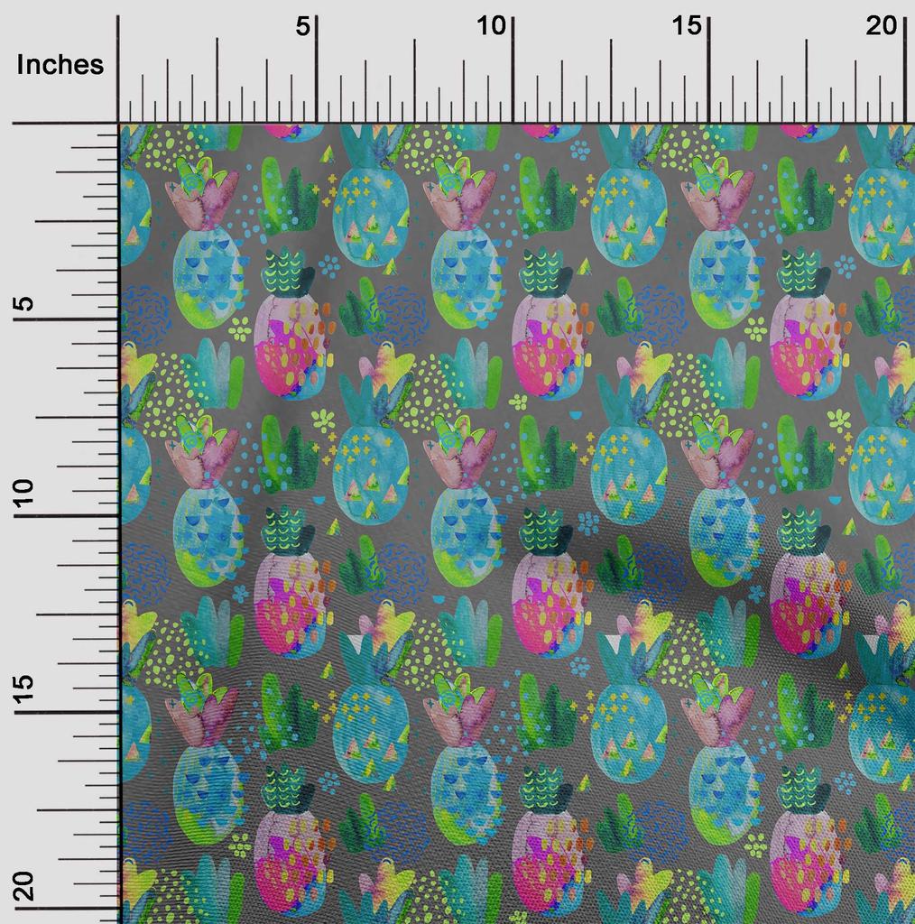 oneOone Cotton Flex Gray Fabric Pineapple Fabric For Sewing Printed Craft Fabric By The Yard 40 Inch