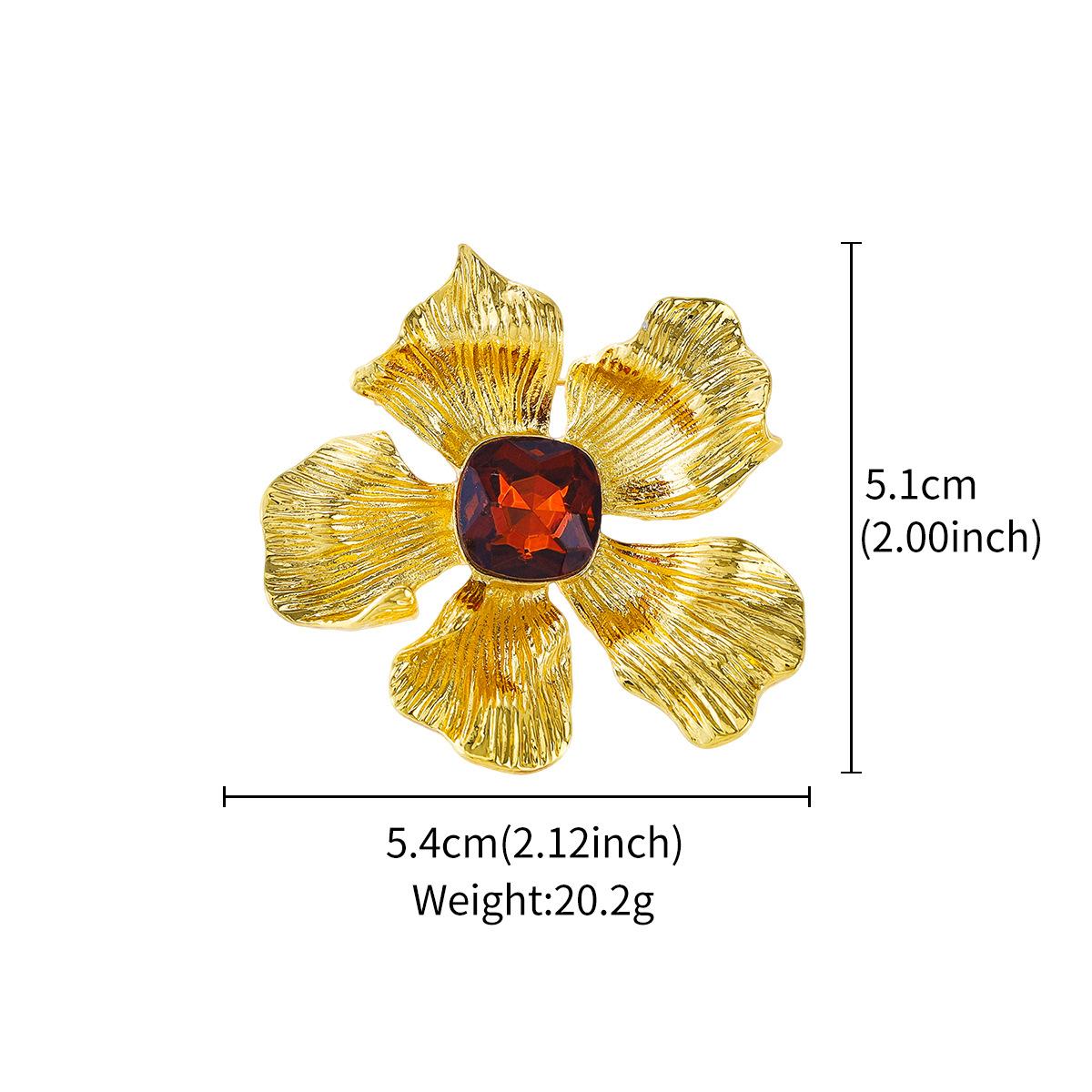 

Европейская и американская ретро брошь-цветок Металлическая текстура Стекло Растение Цветок Аксессуары для одежды Продвинутый стиль Защитная булавка