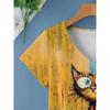 Summer V-neck Funny Cat Pattern 3D Printed Top Fashionable Casual Short Sleeved Women's T-shirts