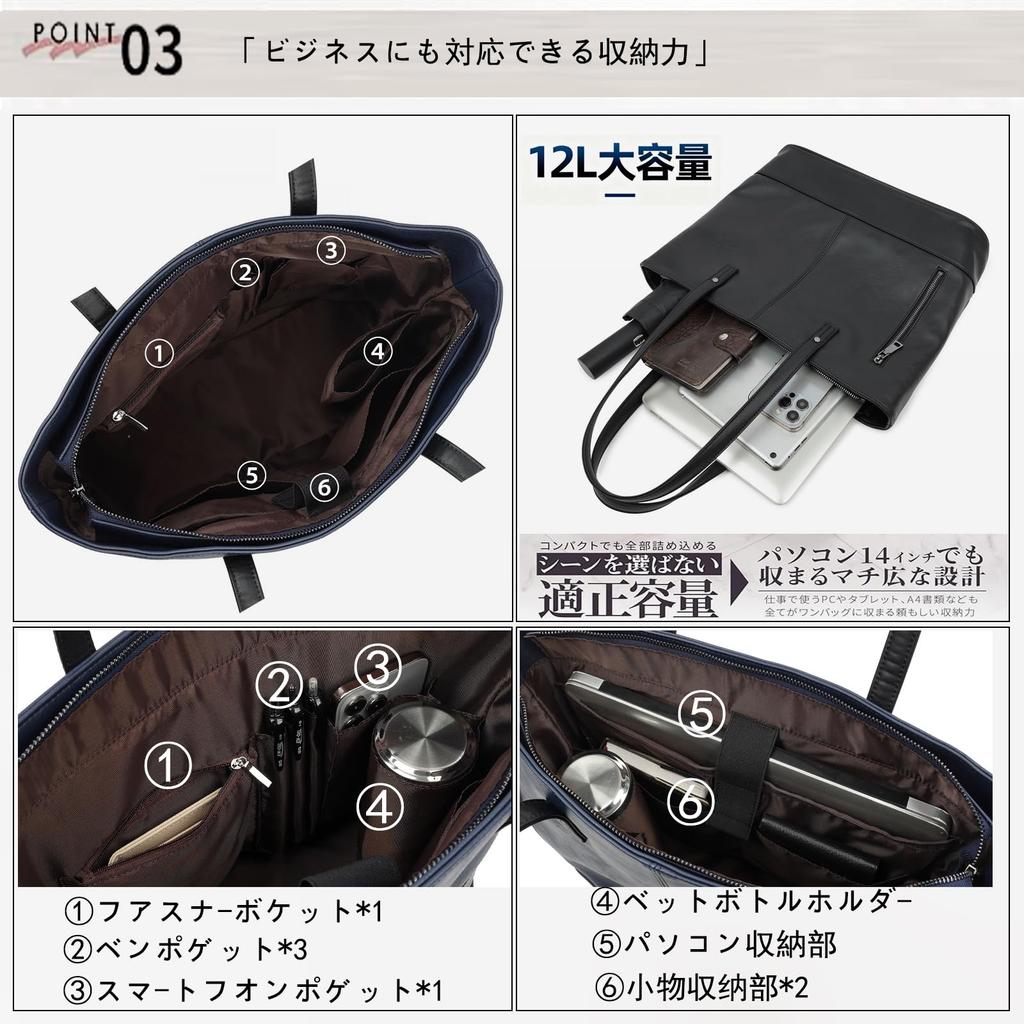 Tote Bag for Men and Large PU Suitable for Job Business PC Popular Handbag 003 [KMRHM] Women, Capacity, Multifunctional, Waterproof, Self-Standing,
