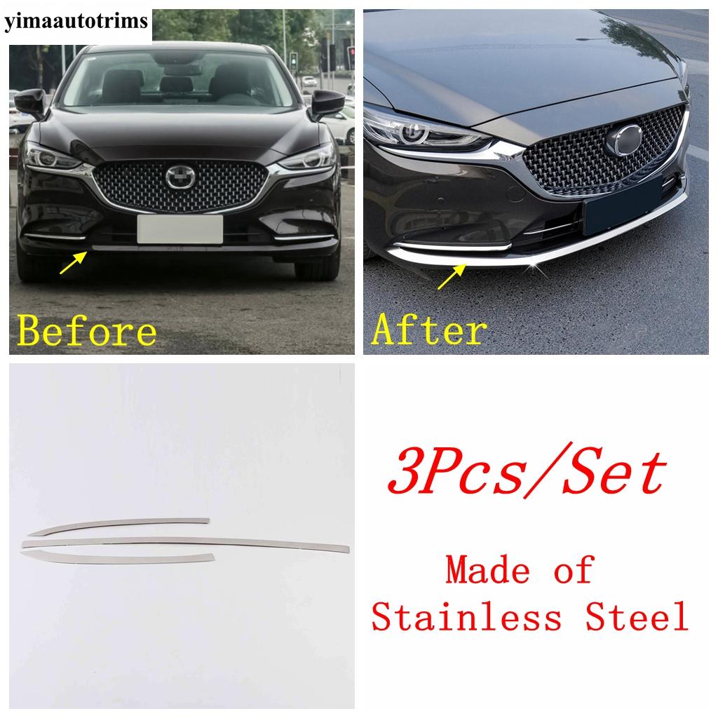 Stainless Steel Accessories For Mazda 6  - 2024 Car Front Bumper Lip Hood Middle Bottom Grille Mesh Strip Decor Cover Trim