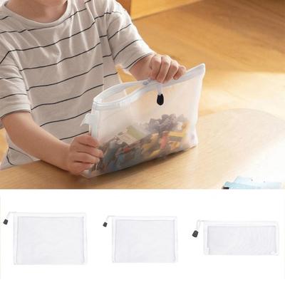 1/3/5PCS Cosmetic Organization Mesh Zipper File Bag A4/A5/A6 Document Folder Mesh Bag Moisture-proof PVC Cosmetic Bag