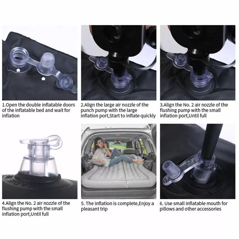Tragbare SUV Reise Luftmatratze Kissen Aufblasbare Autobettmatratze Auto Campingmatratze Mit 2 Kissen Outdoor Campingkissen