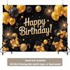 Party Backdrop Black Elegant Flat Golden Serves Photos Celebration Photo Booth Birthday Party Decor
