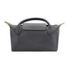 Longchamp Le Pliage Green 17 Solid Color Short Handle Zipper Snap Leather Trim Makeup Bag Tote Women bags Graphite-Gray 34175919P66