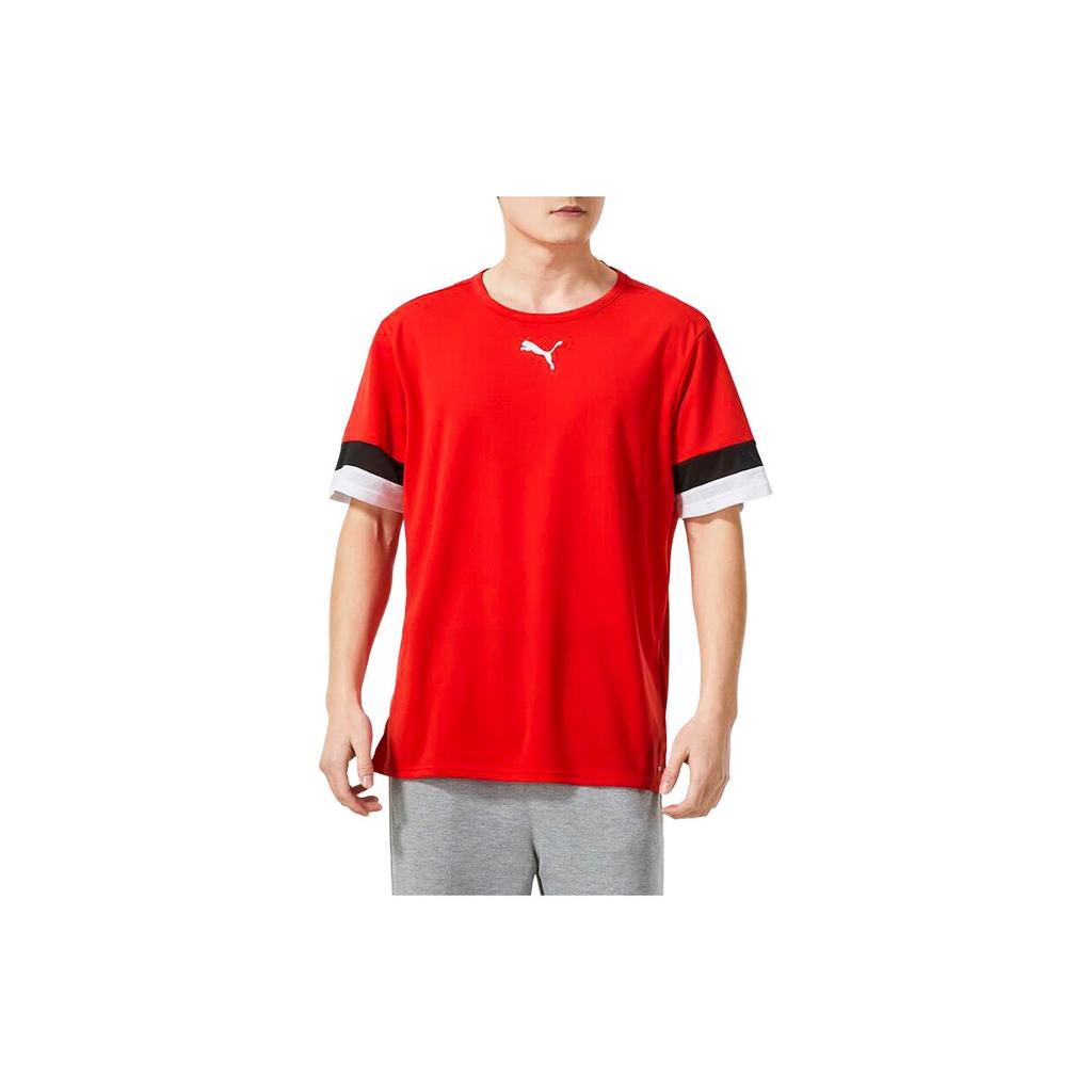 Puma Contrast Color Logo Print Breathable Sports Short Sleeve T-Shirt Men Tops Red 704932-01