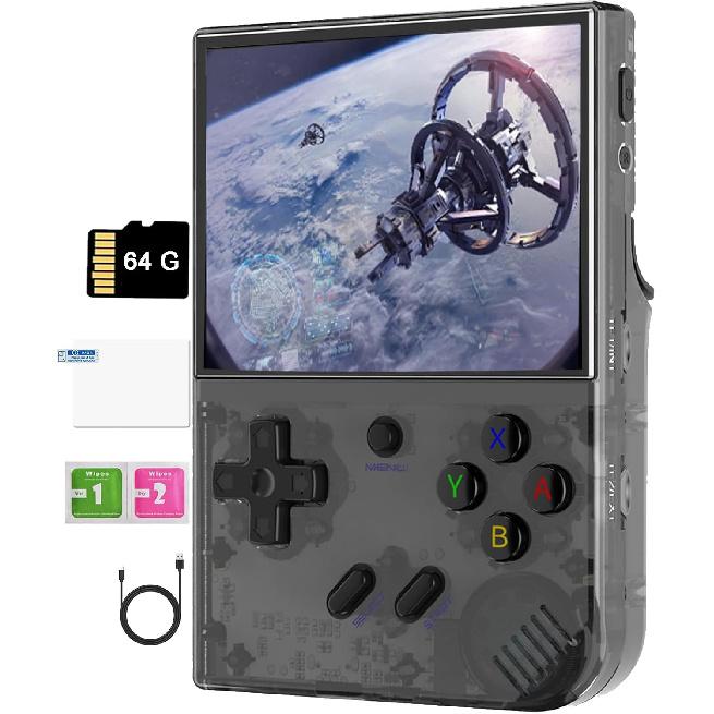 

RG35XX Plus Портативная игровая консоль 64G TF-карта с 5000+ играми Классический эмулятор, 3,5-дюймовый IPS-экран ОС Linux Ретро Видео Портативные игровые консоли Black 64G