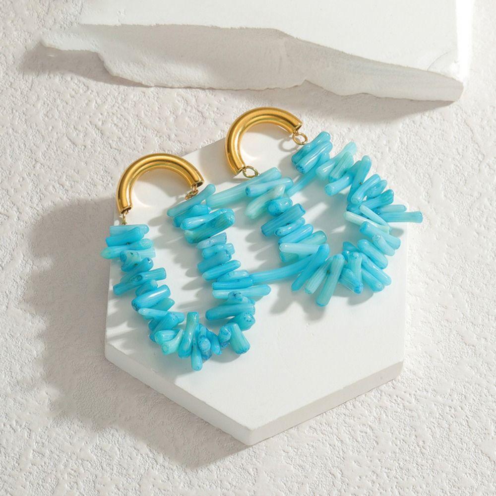 Fashion Trend Color Irregular Tassel Earrings Bohemian Wind Ear Stud Elegant Stud Earring  Women