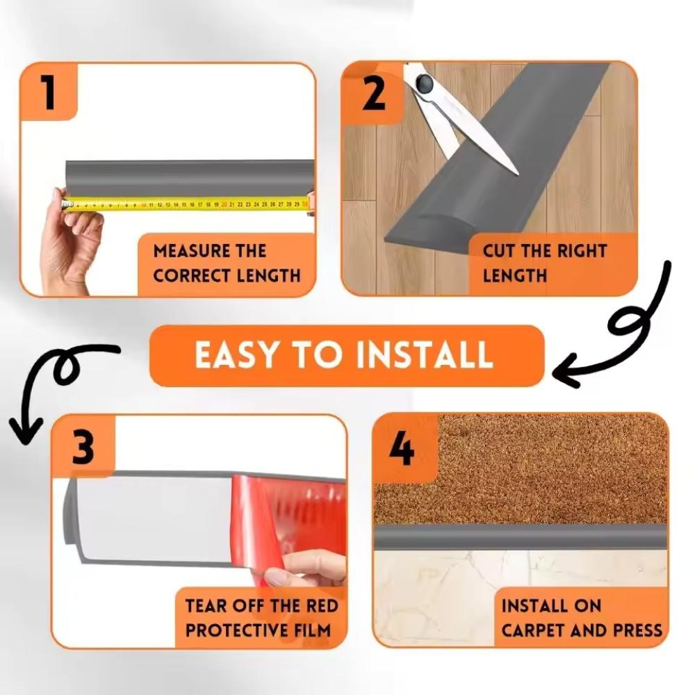 1pc 118.11in PVC Carpet Edge Trim Self Adhesive Cuttable Rug Edge Protector Flexible Waterproof Threshold Strip