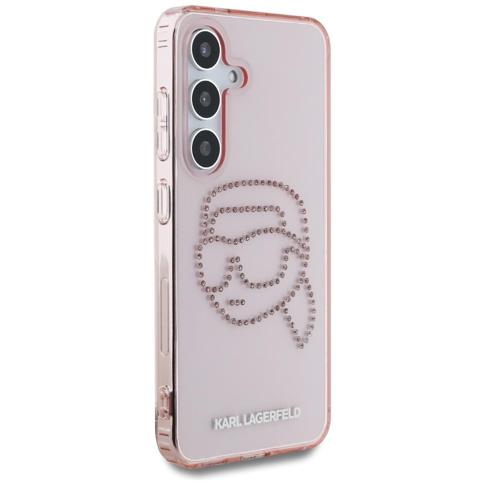 Karl Lagerfeld Rhinestones K Case. Head  Logo For Samsung Galaxy S25 Pink