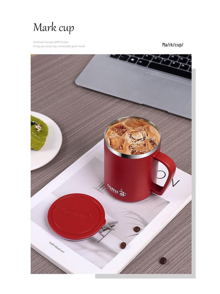 Dvoustěnný hrnek s víčkem z nerezové oceli 304: Ústní voda proti opaření, Hrneček na kávu a čaj - S přizpůsobitelným logem