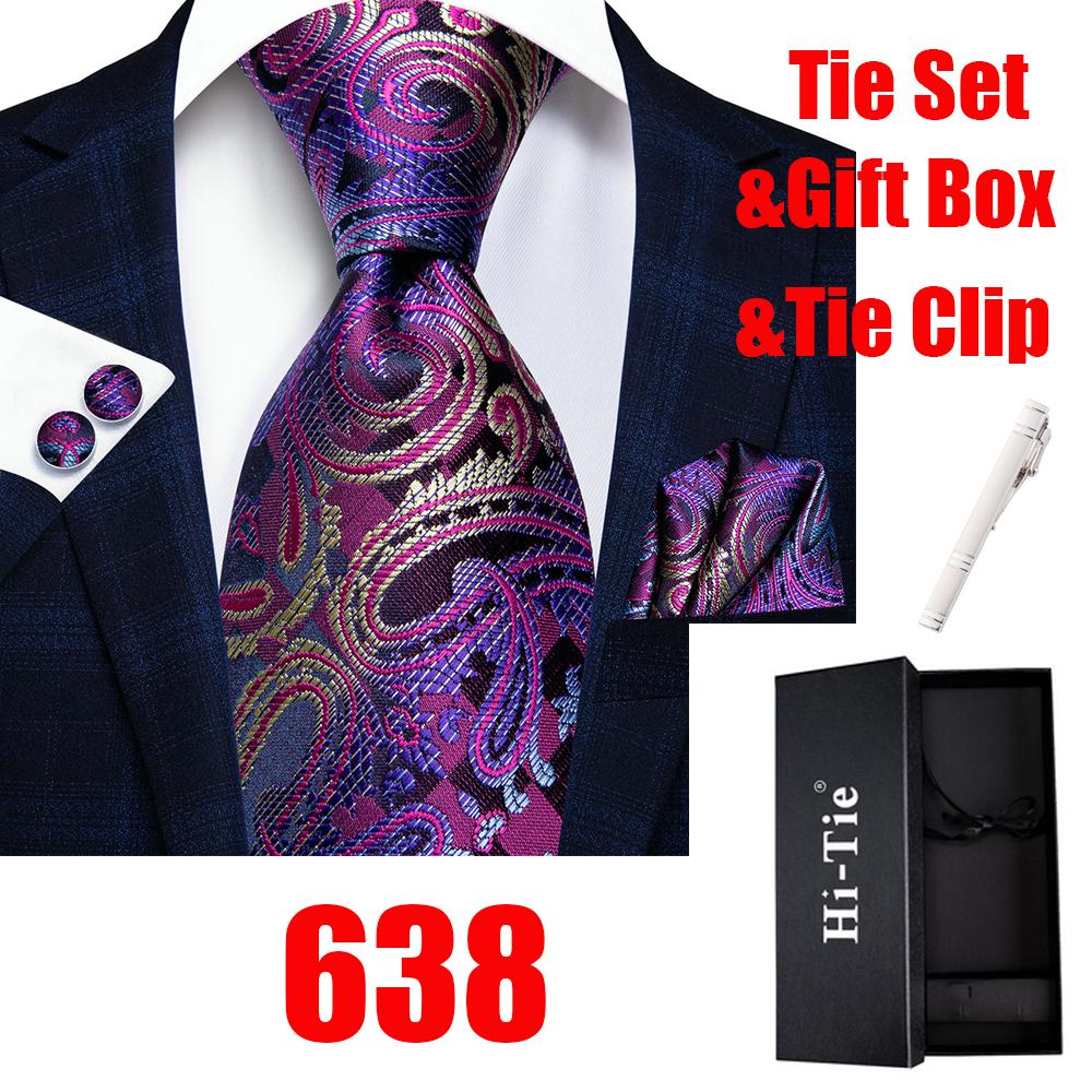Hi-Tie 20 Stile, modische Herren-Krawatte, Paisley-Krawatte, Taschentuch, Manschettenknöpfe, Geschenkbox
