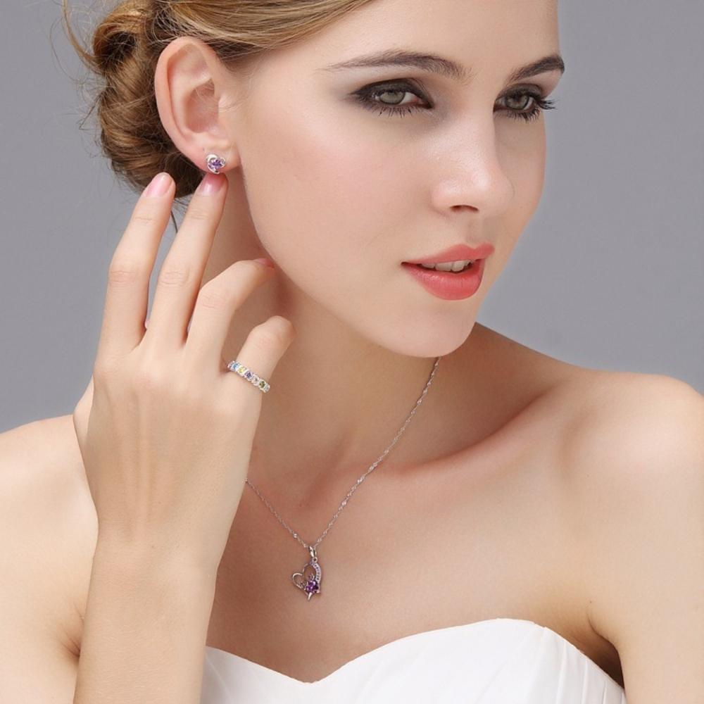 925 Sterling Silver Fashion Light Luxury Heart Shaped Love Zircon Necklace Birthday Party Anniversary Gift