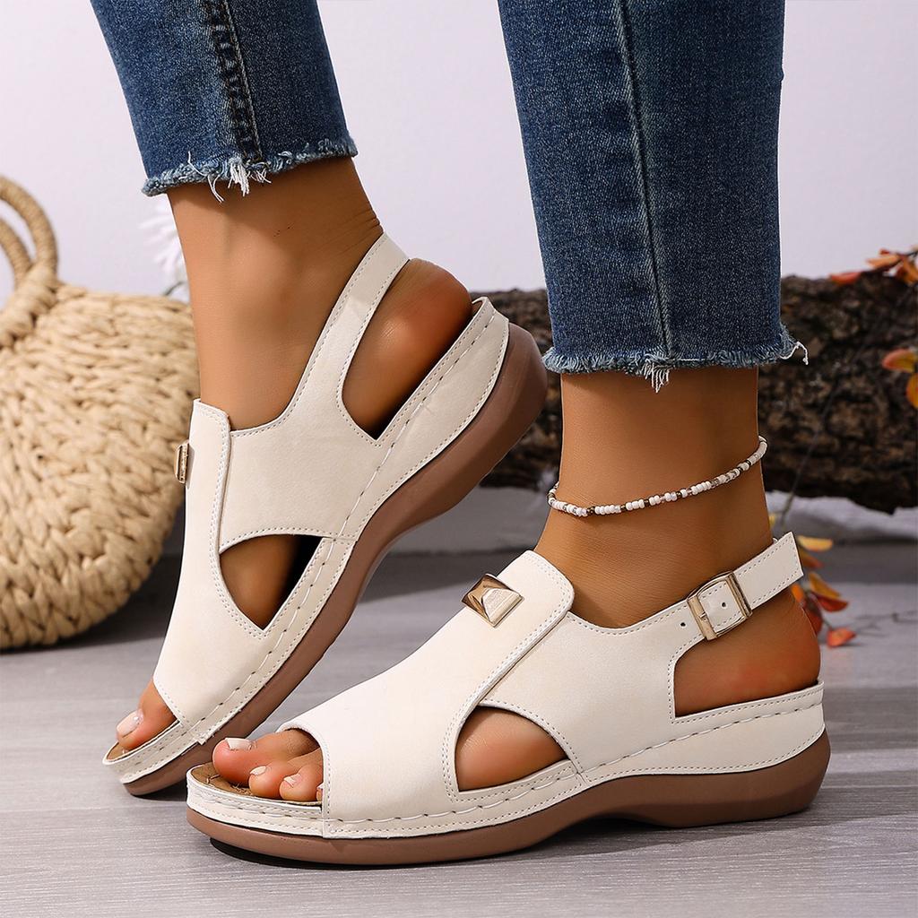 Platform Strap Women'S Toe Sandals Fashionable And Casual Leather Sandals For Women Arch Support Wide Width Sandals For Women 7w